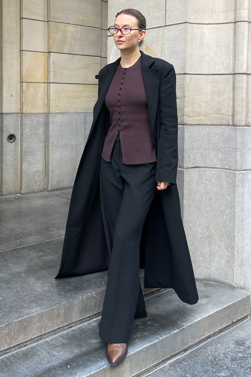 Cardigan tricot ukino o-cou - Plum au chocolat