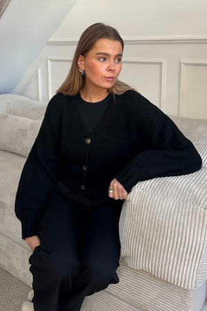 V-Neck Cardigan - Black