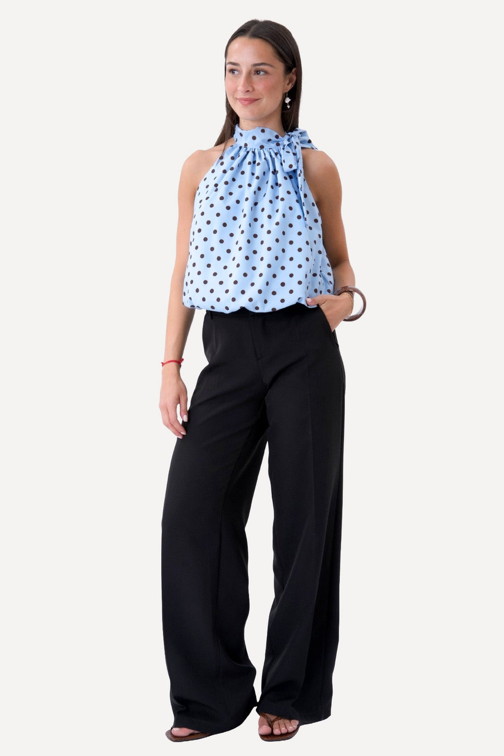Haut Wilma - Bleu Clair/Pois Marron