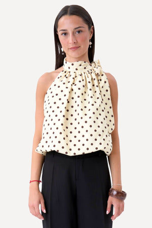 Haut Wilma - Pois Jaune/Marron