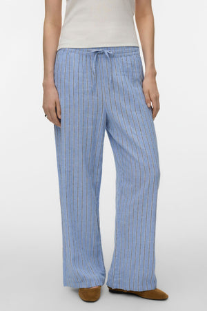 Linn HW Pants - Cornflower Blue-Liva Navy Blazer