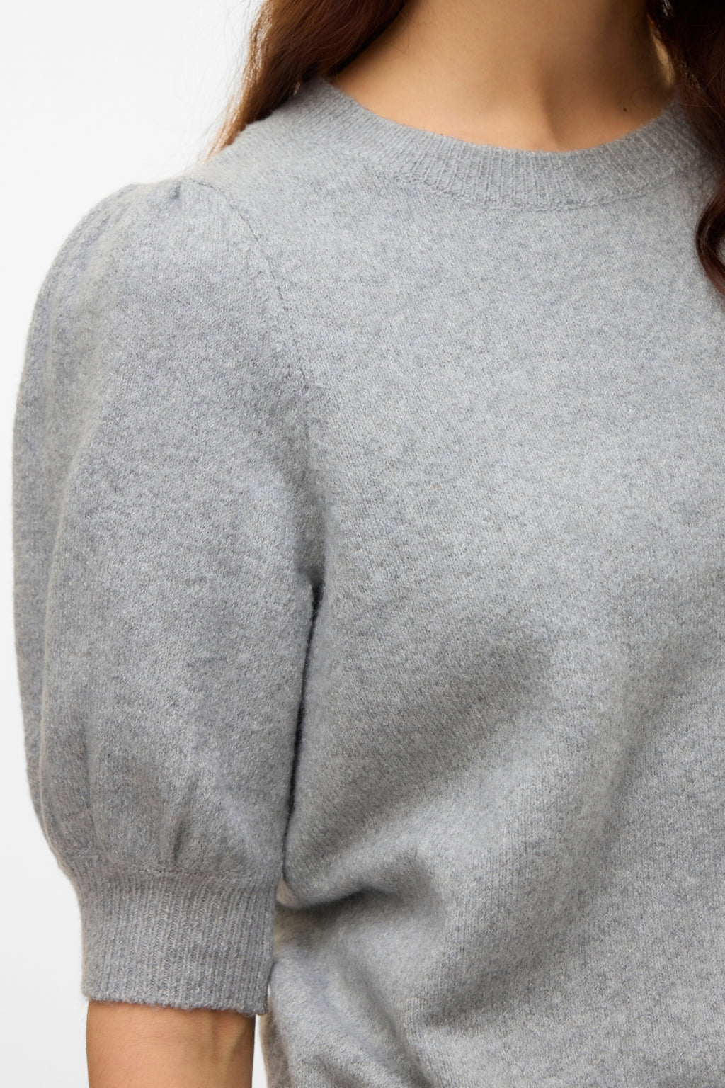 Doffy O-Neck Pullover - Light Grey Melange