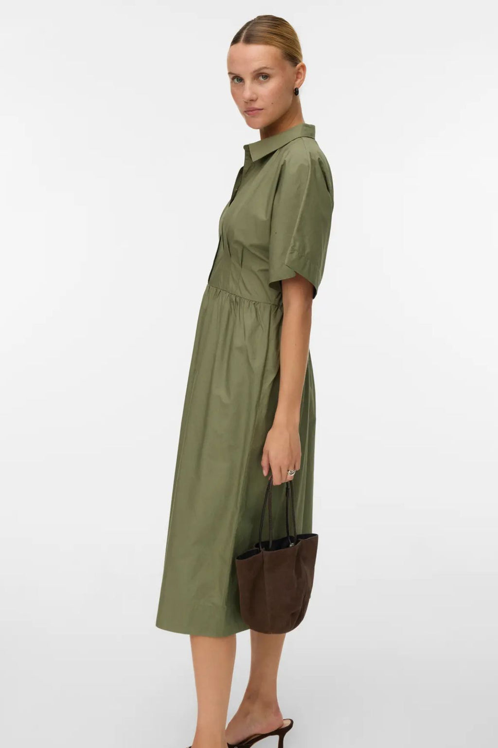 Robe Barbara en veau - Vert lichen profond