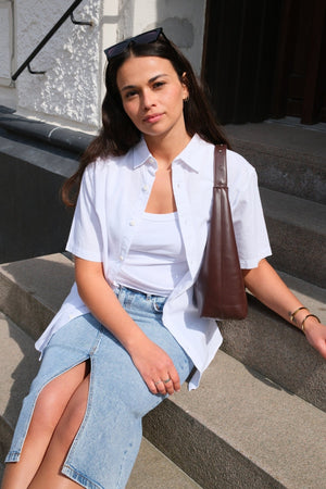 Chemise en lin à manches courtes - blanc