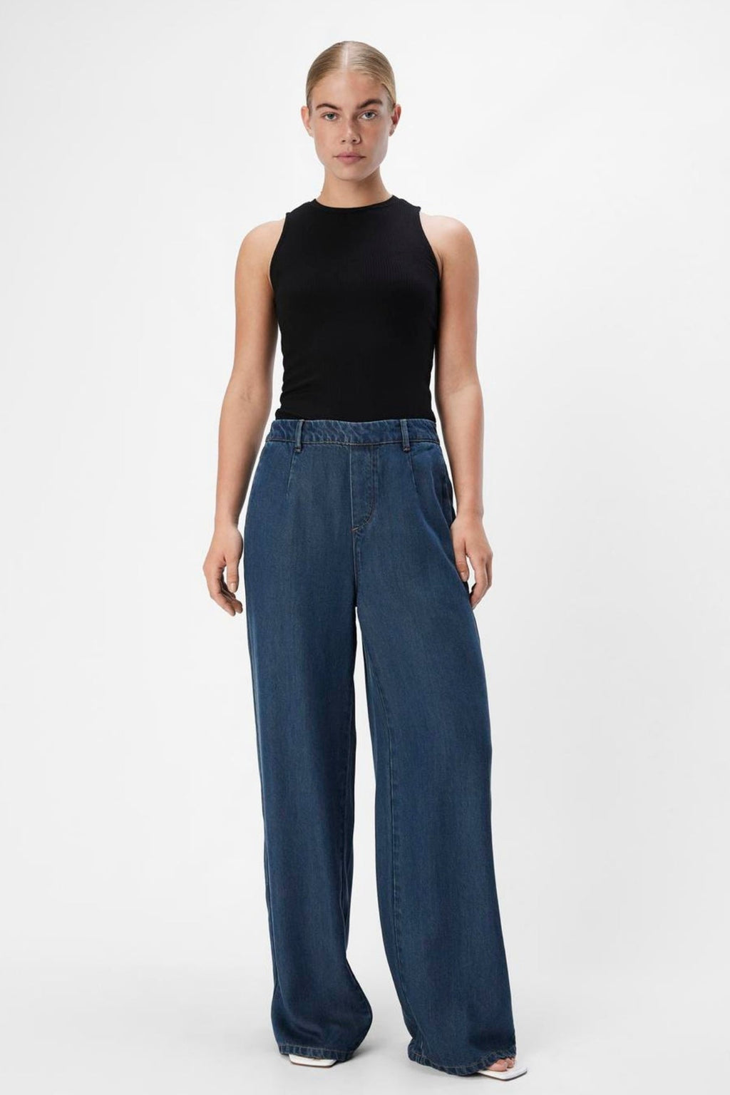 Cadre Lisa large Pants - lavage de rinçage en denim bleu foncé