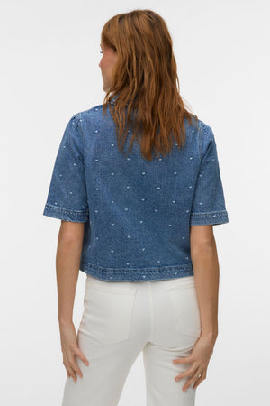 Dionne 2/4 Denim Shirt - Medium Blue Denim - Heart