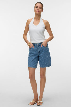 Tess Mr Long Denim Short - Medium Blue Denim - Heart