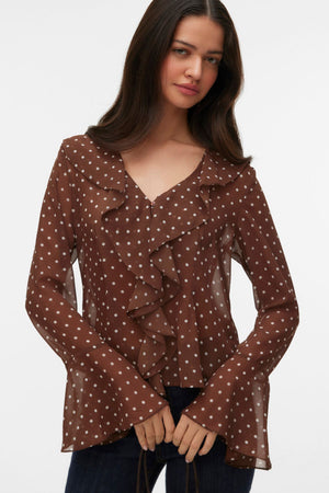 Willow Frill Top - Chocolate Martini:Point blanc neige