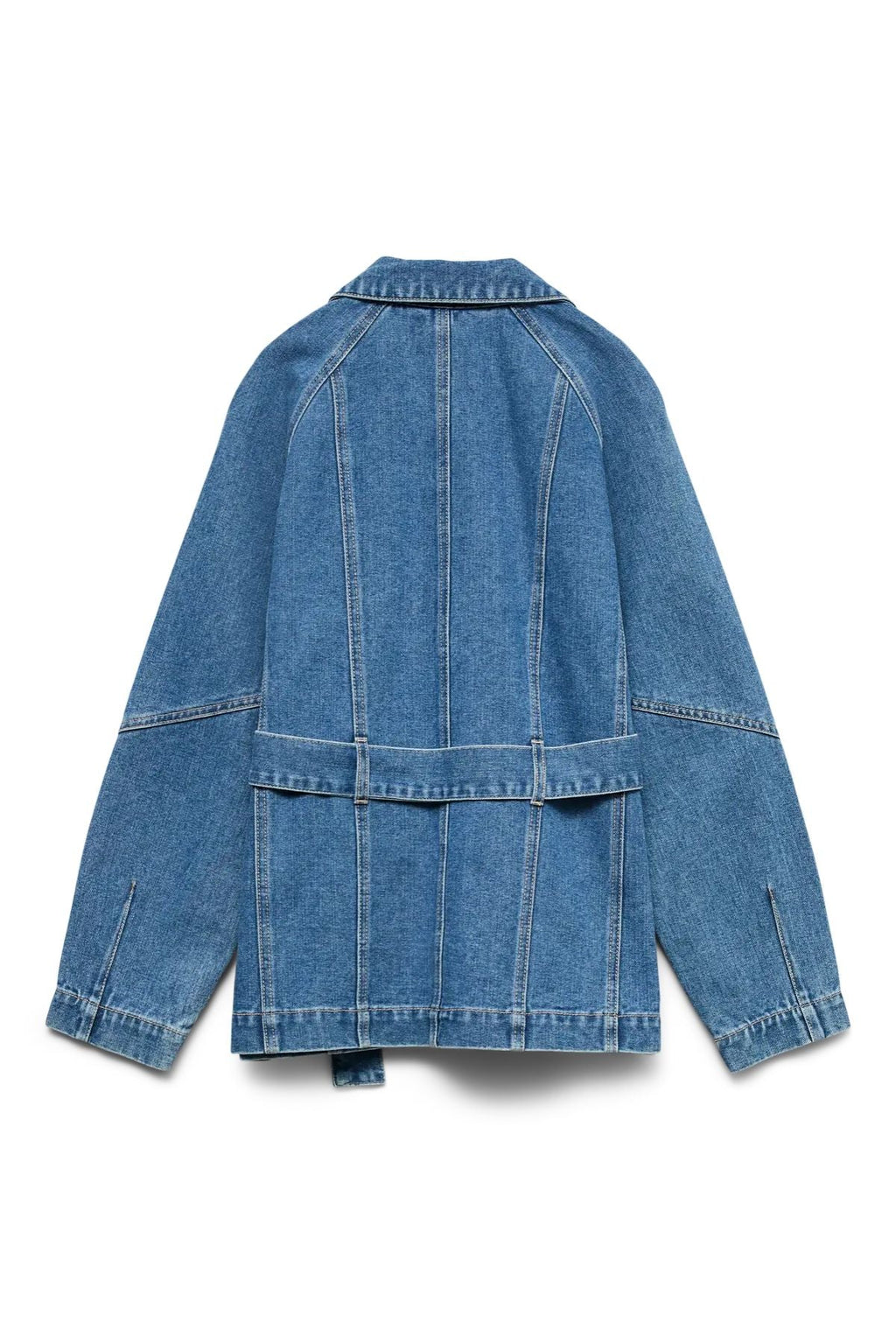 Agnes Belt Denim Jacket - Medium Blue Denim