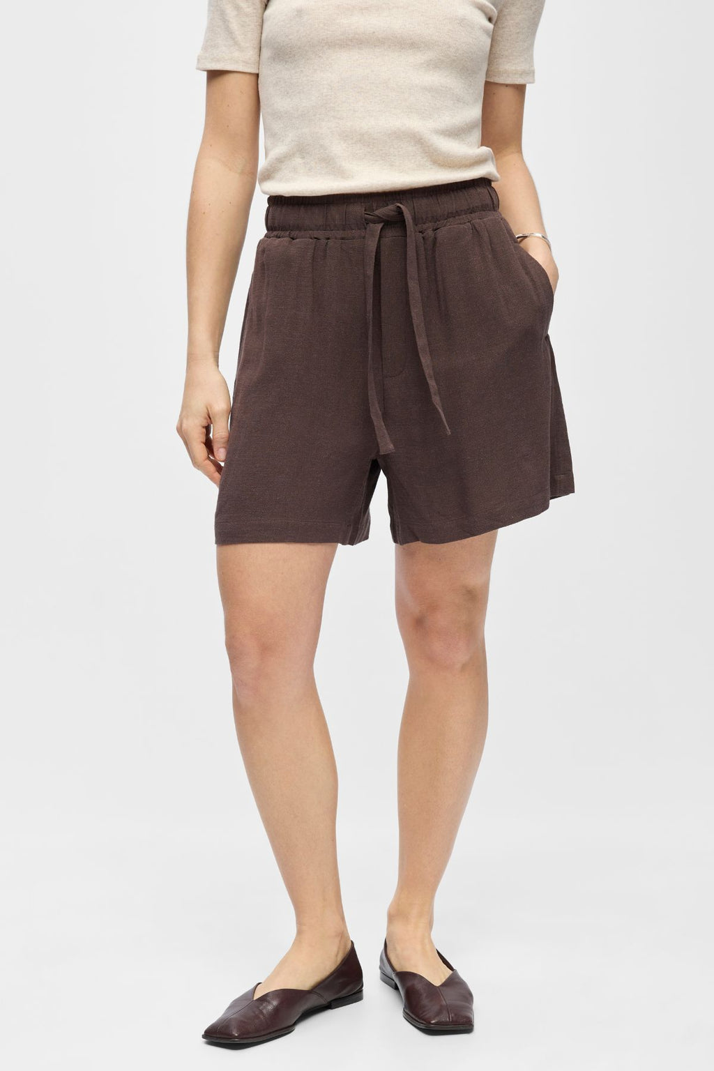 Sanne Wide Shorts - Seal Brown