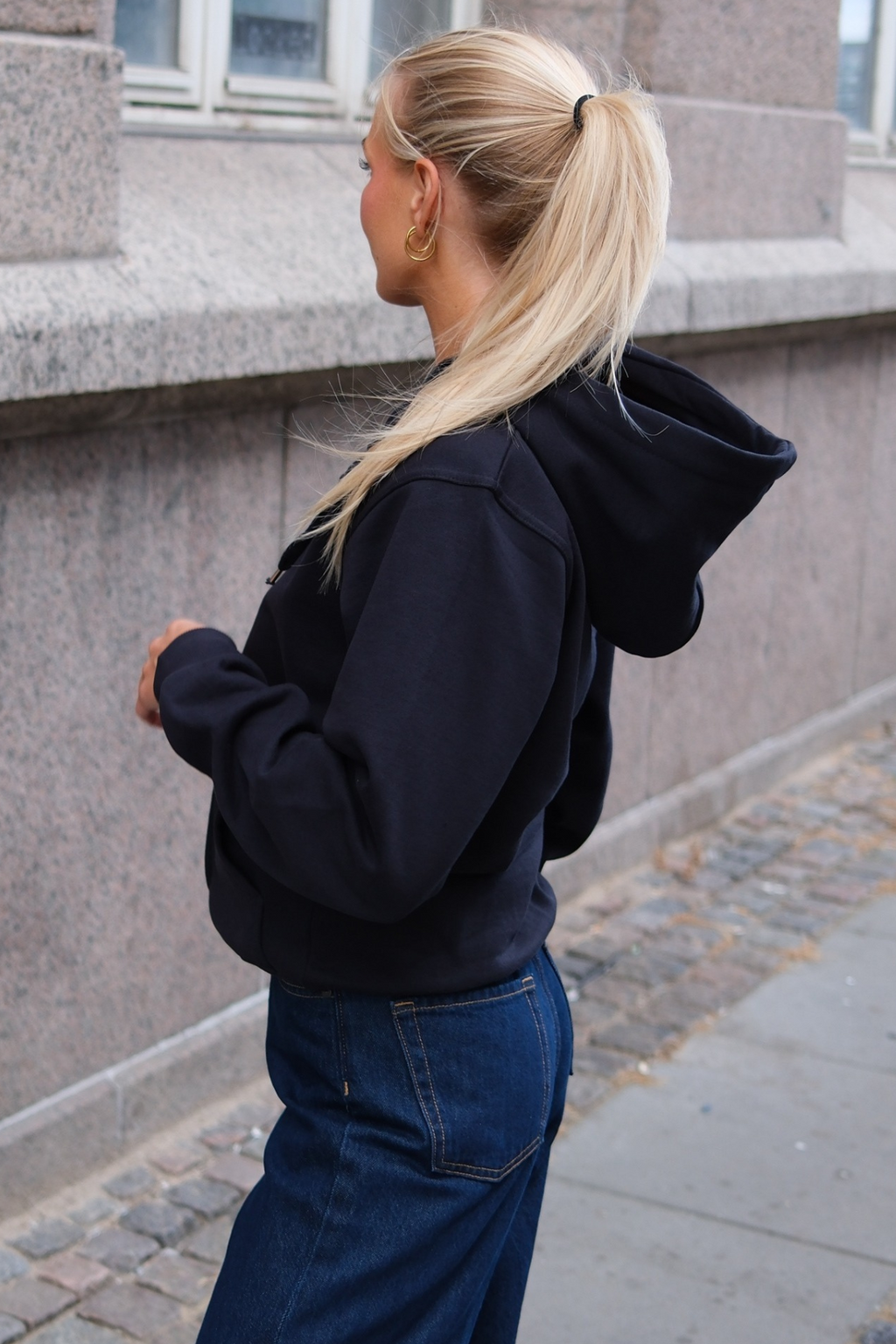 Basic Hoodie zip - marine noire