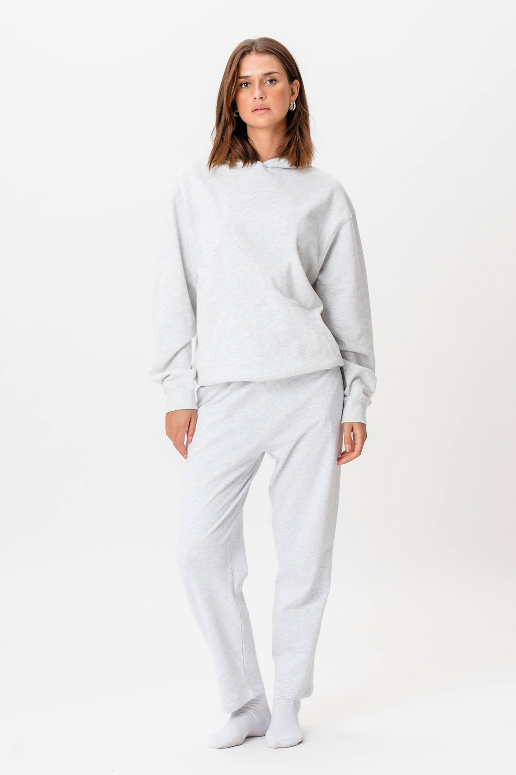 Sweat à capuche sans cordonnage - gris