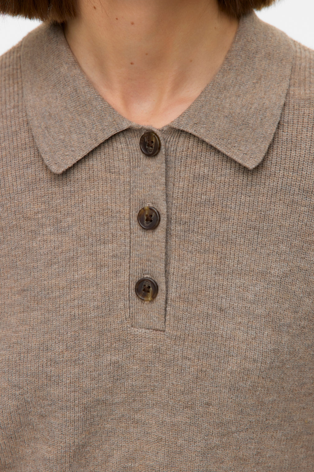 Pull à col polo Exciting - Vison Argenté