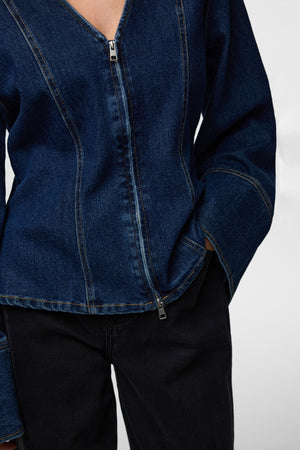 Flora Denim Shirt - Dark Blue Denim