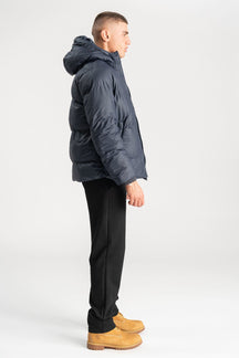 Coated Hooded Jacket - Navy