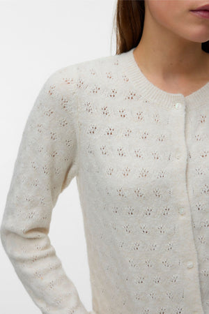 Cardigan Col Rond Doffy Stitch Ls - Birch Melange