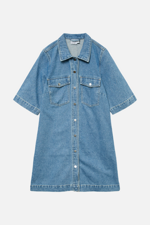 Fenja Short Denim Dress - Medium Blue Denim