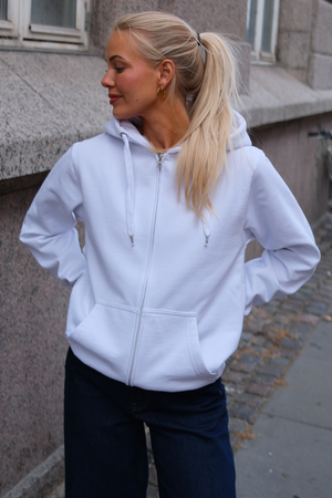 Basic Zip Hoodie - White