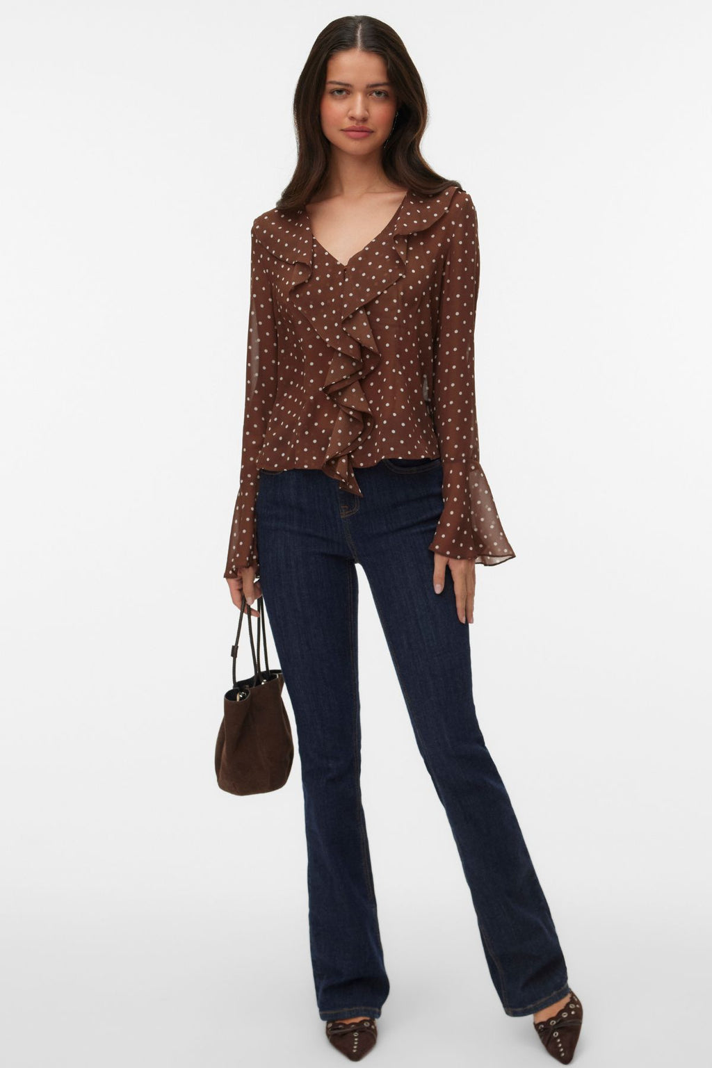 Willow Frill Top - Chocolate Martini:Point blanc neige