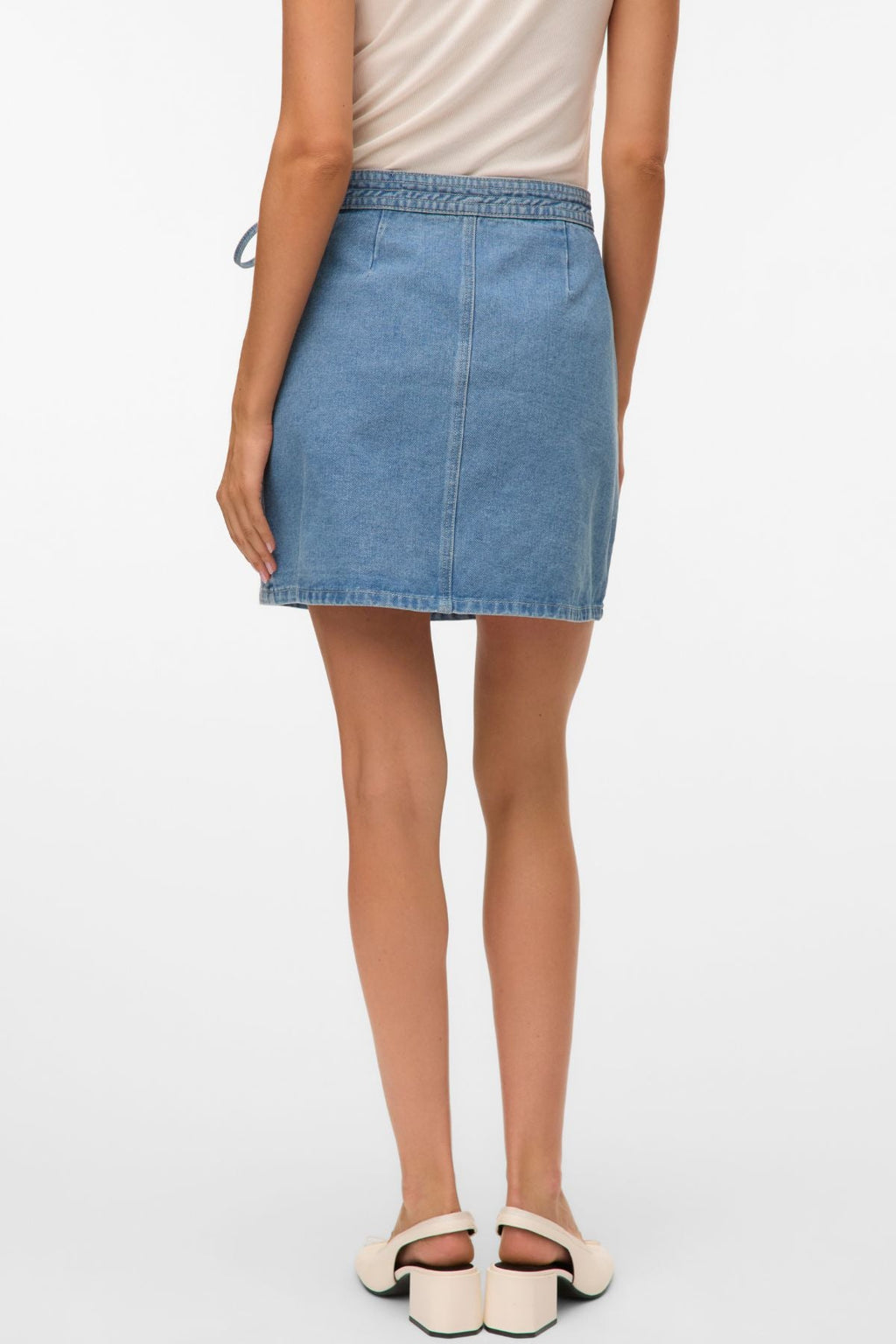 Liza Short Denim Wrap Skirt - Medium Blue Denim