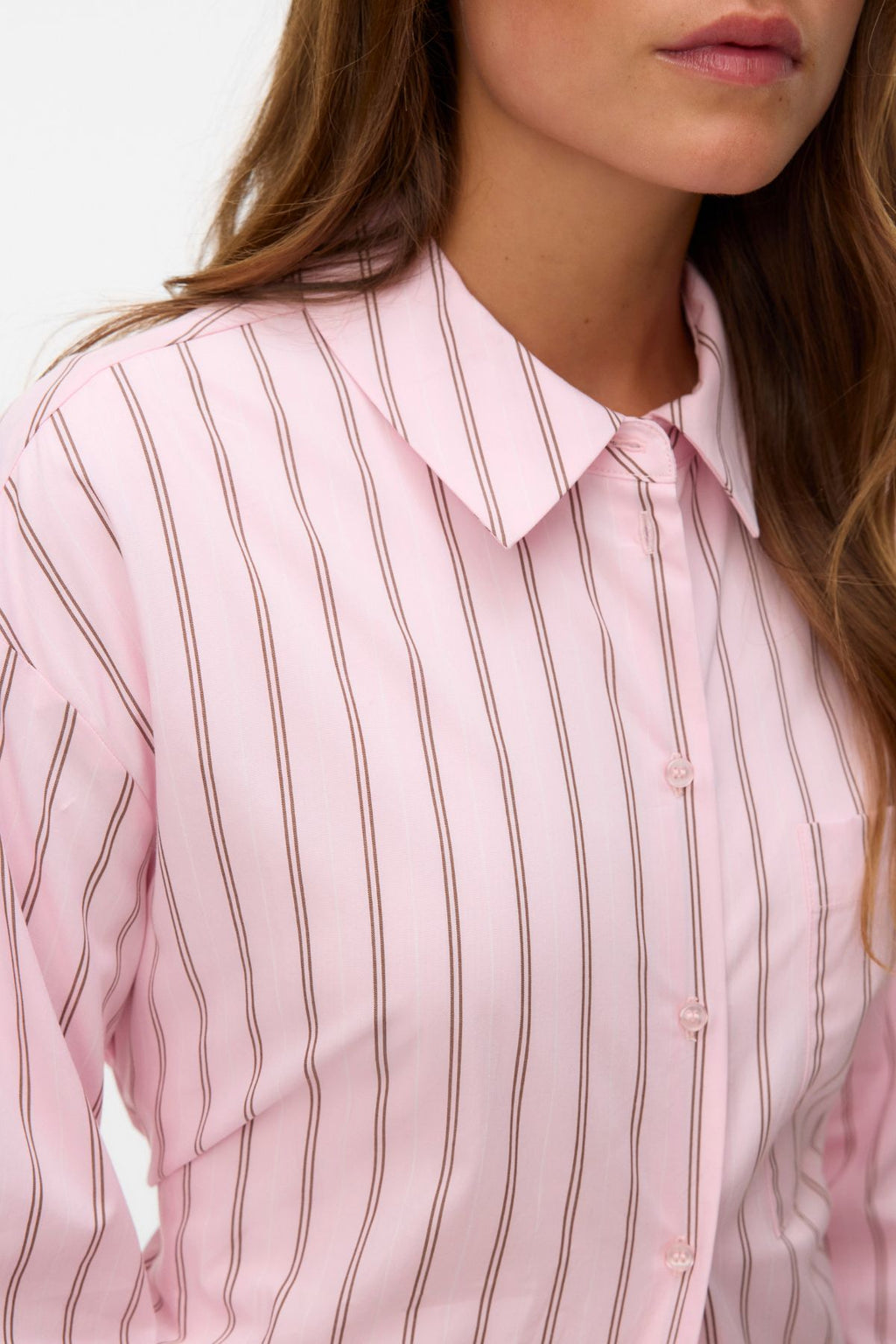 Chemise ceinture Gina - Rayures Pink-A-Boo : Marron cacao/blanc neige
