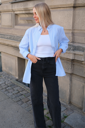 Boyfriend Oxford Shirt - Bleu clair / blanc