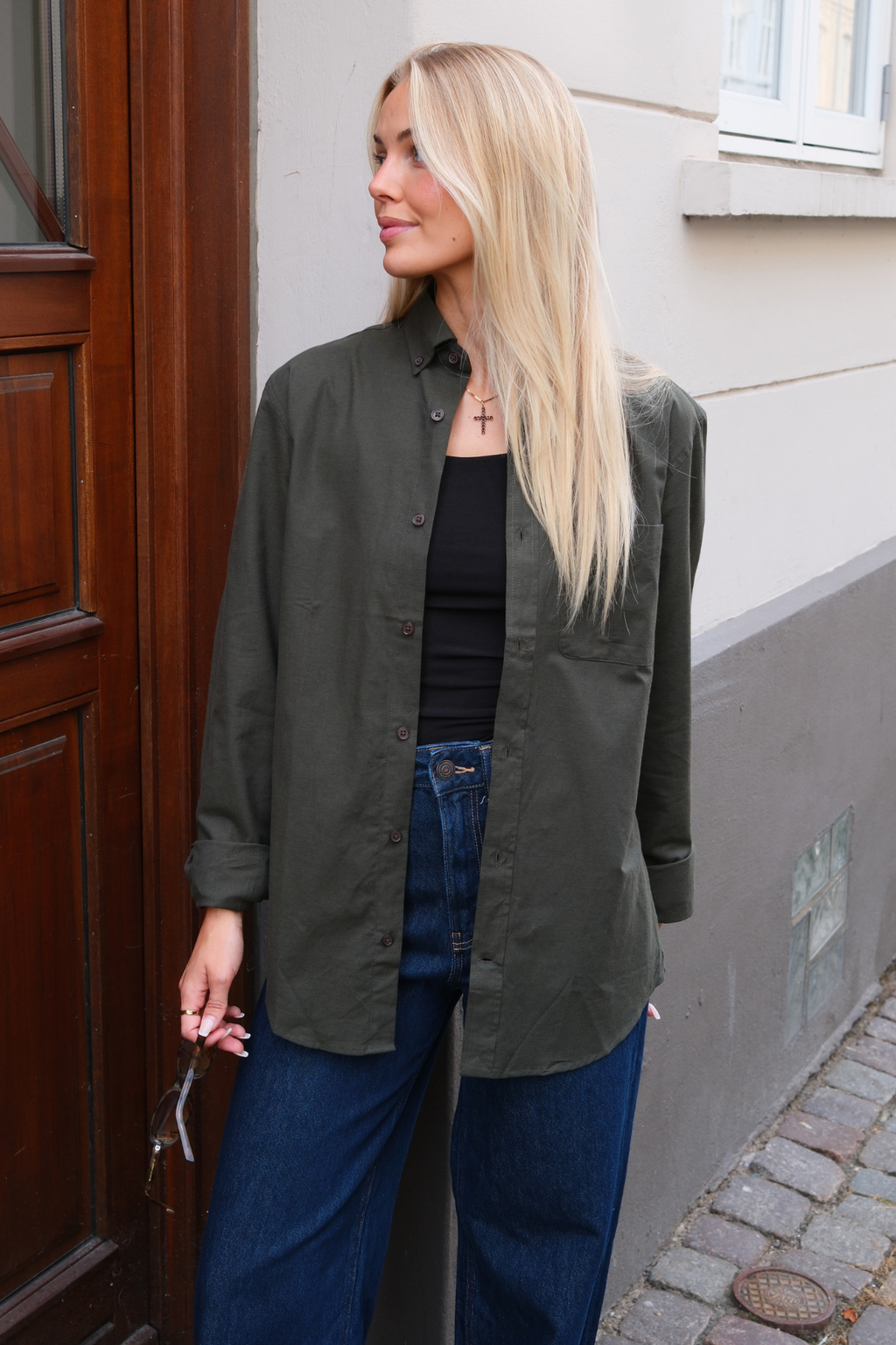 Boyfriend Oxford Shirt - Green foncé
