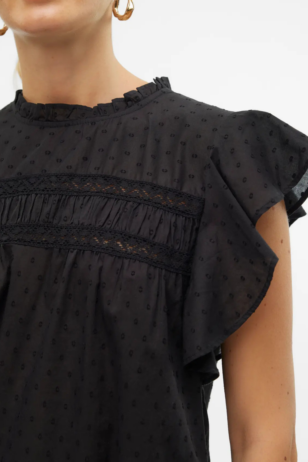 Haut en dentelle trigène - noir