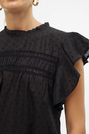 Haut en dentelle trigène - noir