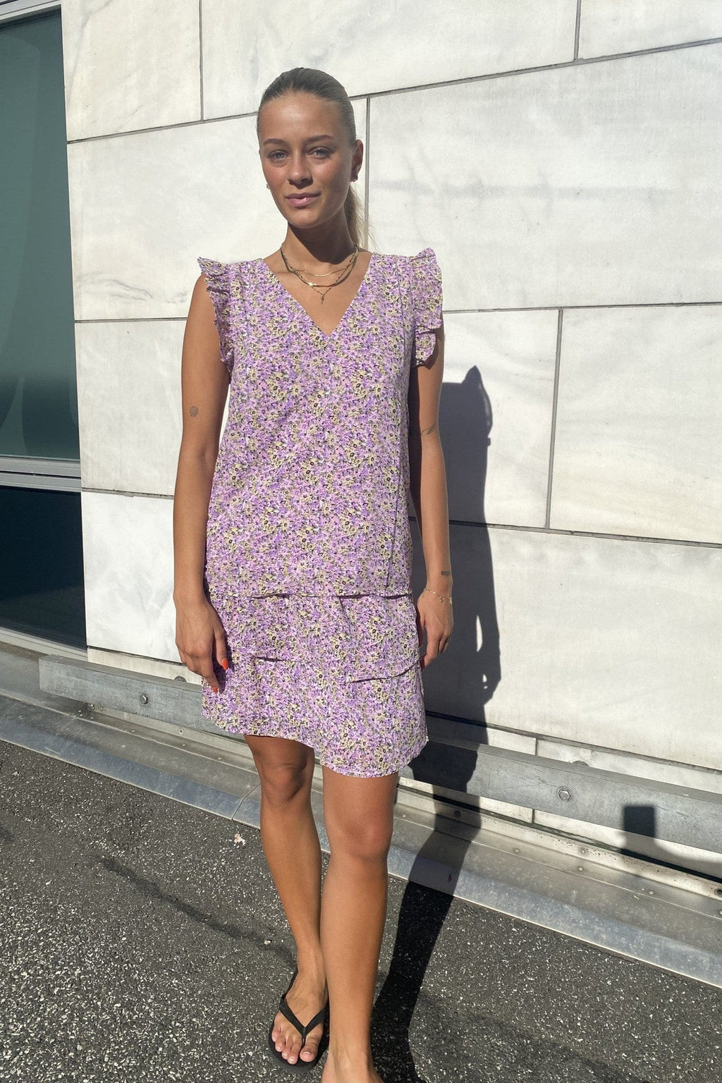 Blouse à col en v à col - citron meringue