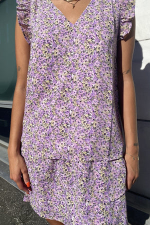 Blouse à col en v à col - citron meringue