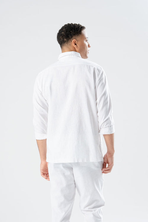 Linen Shirt - White - TeeShoppen Group™ - Formal Shirts & Blouses - TeeShoppen