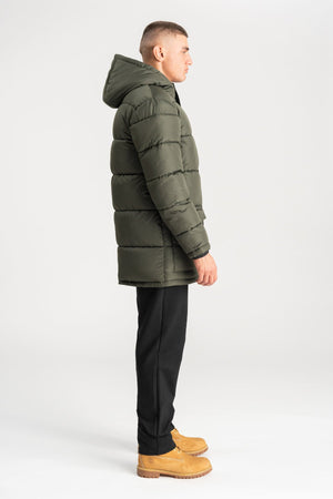 Long Puffer Jacket - Olive