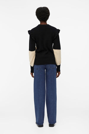 Malena Ruffle Pullover Strik - Sandshell