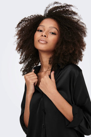 Robe de satin Victoria - noir