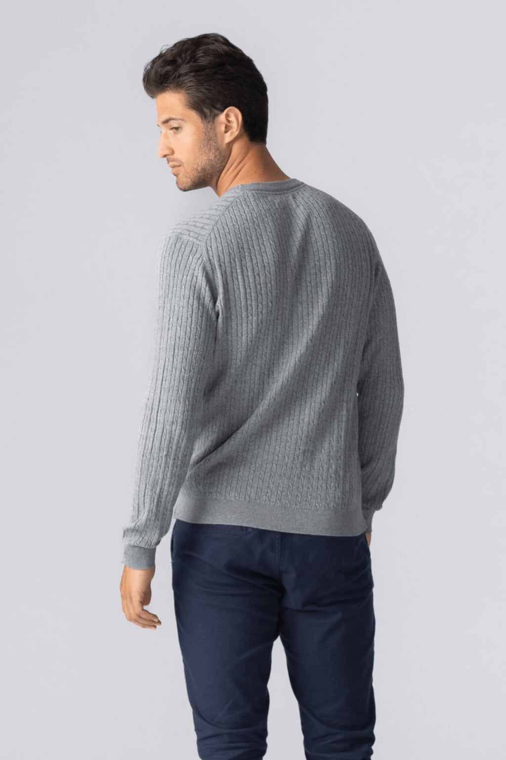 Pull en maille torsadée - Gris mélangé