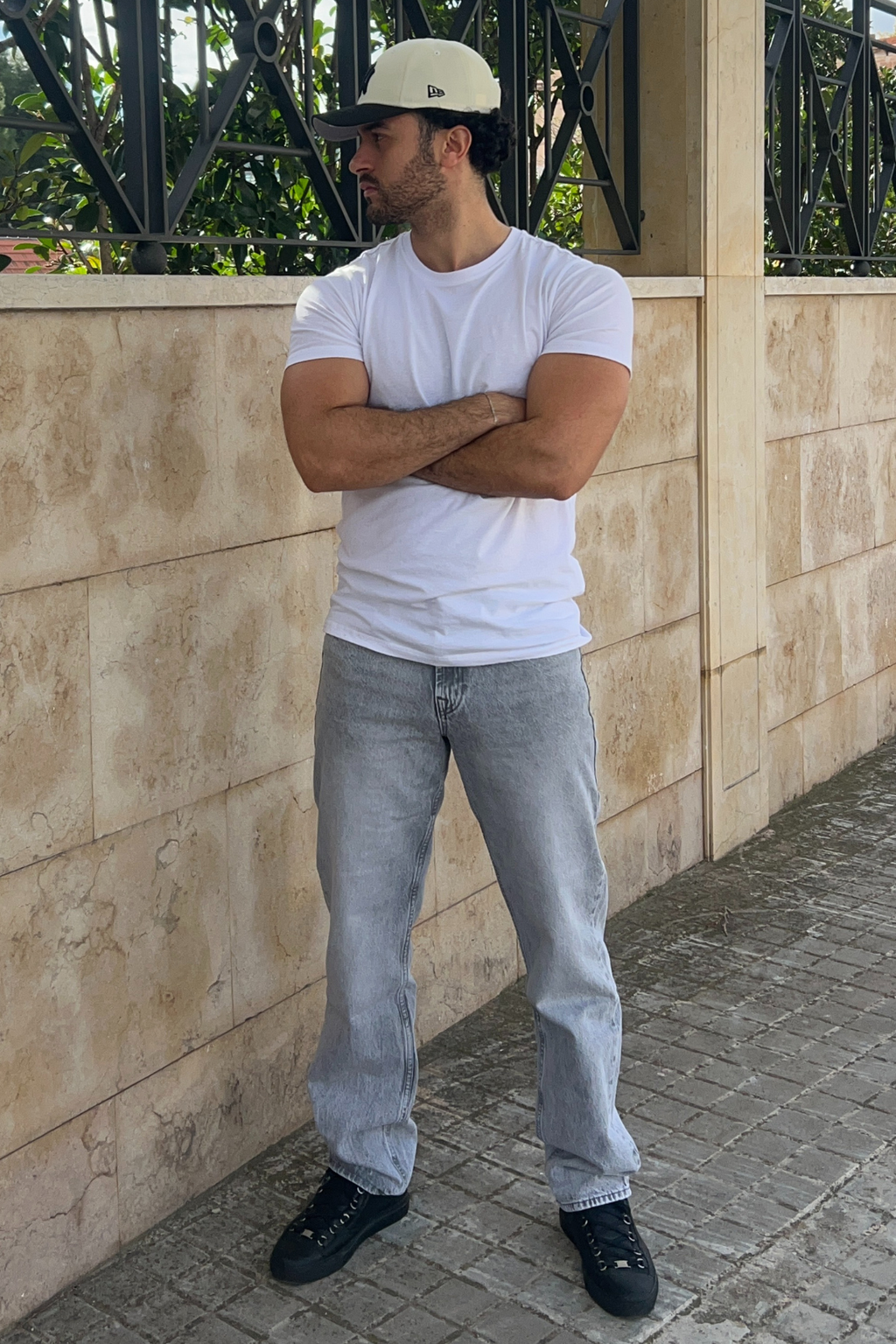 Jeans en ajustement détendu - denim gris