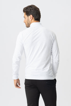 Roll collar sweater - White