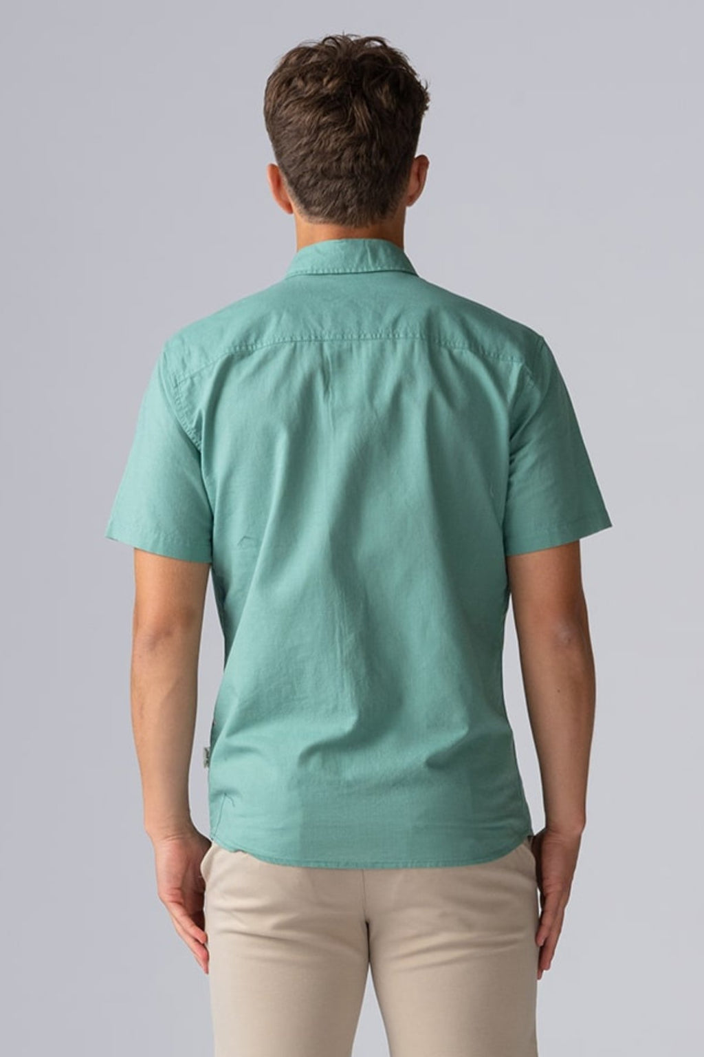 Short-sleeved Linen Shirt - Malachite Green