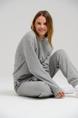 Sweat de base d'équipage - mélange gris clair