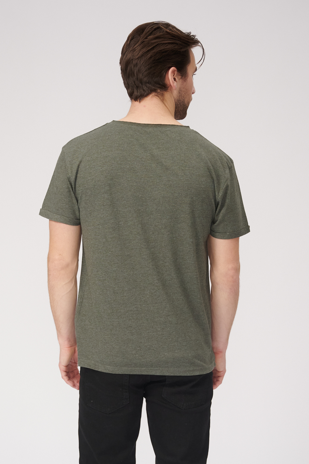 T-shirt à cou brut - vert marbré