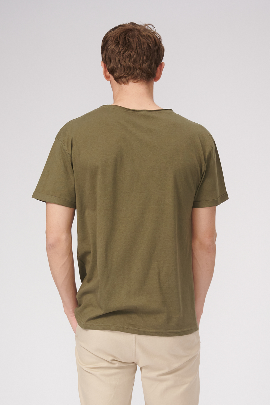 T-shirt à cou brut - vert olive