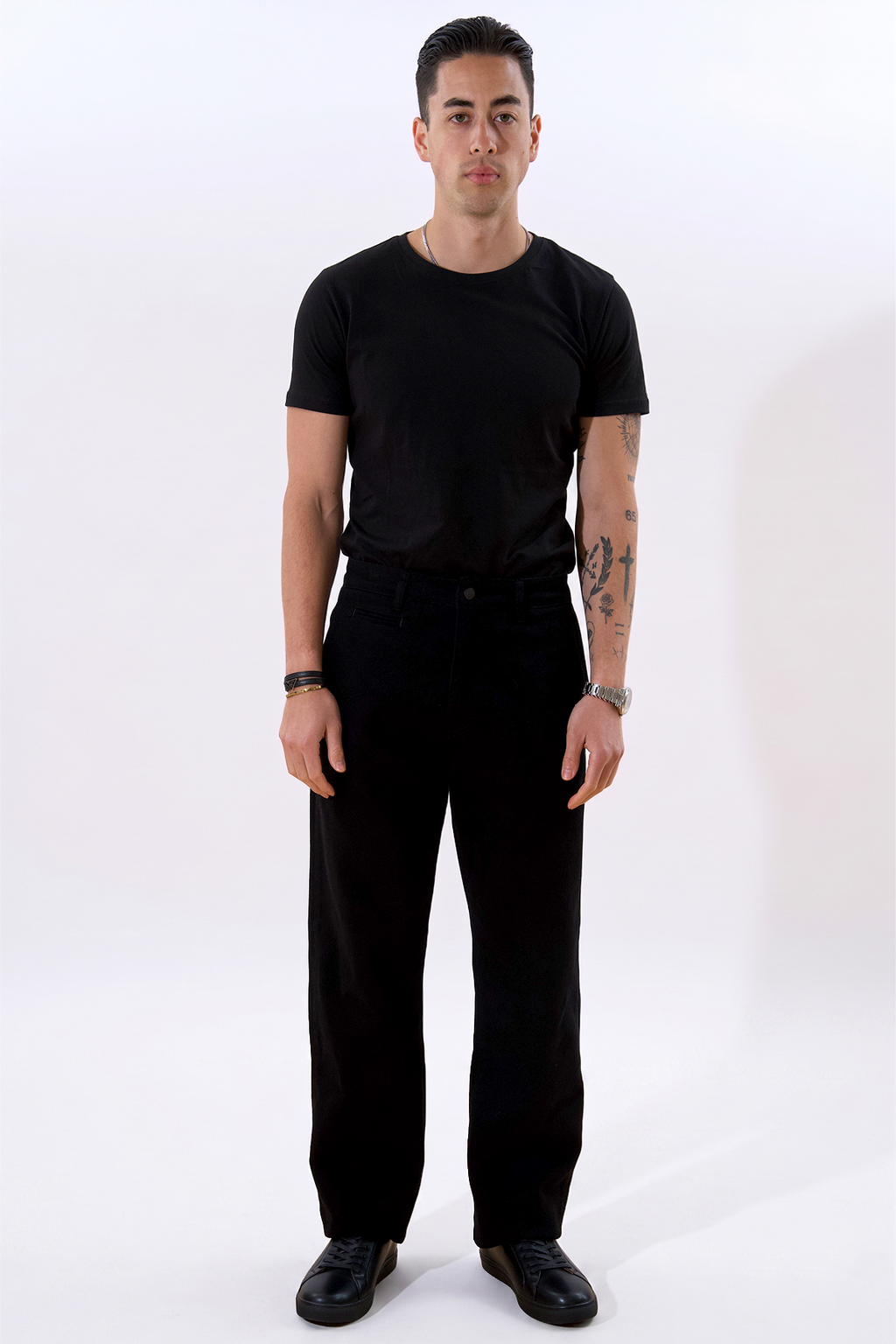 Chino droit en coton - Noir