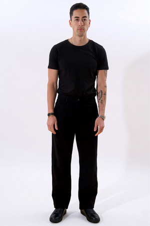 Chino droit en coton - Noir