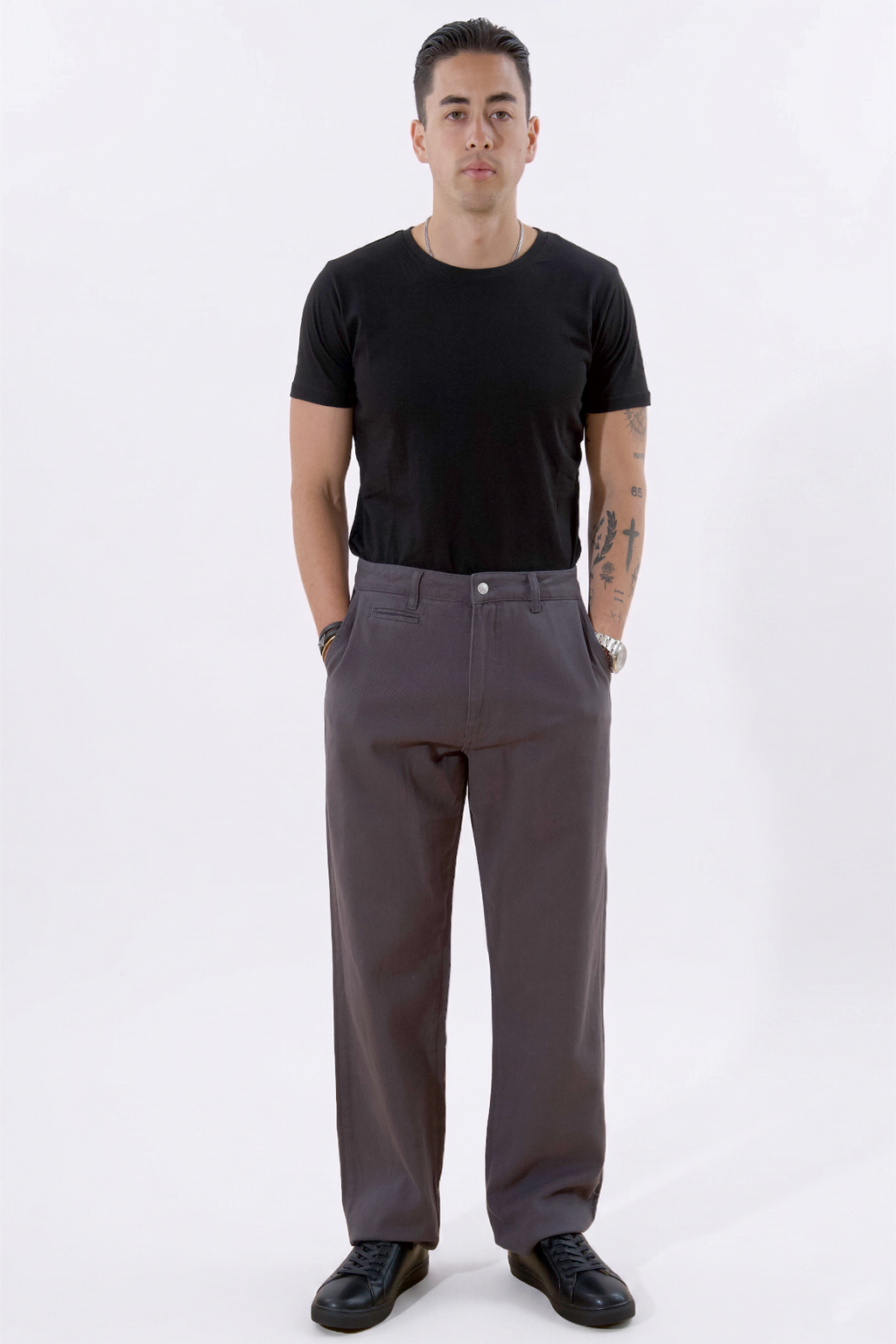 Chino droit en coton - Gris