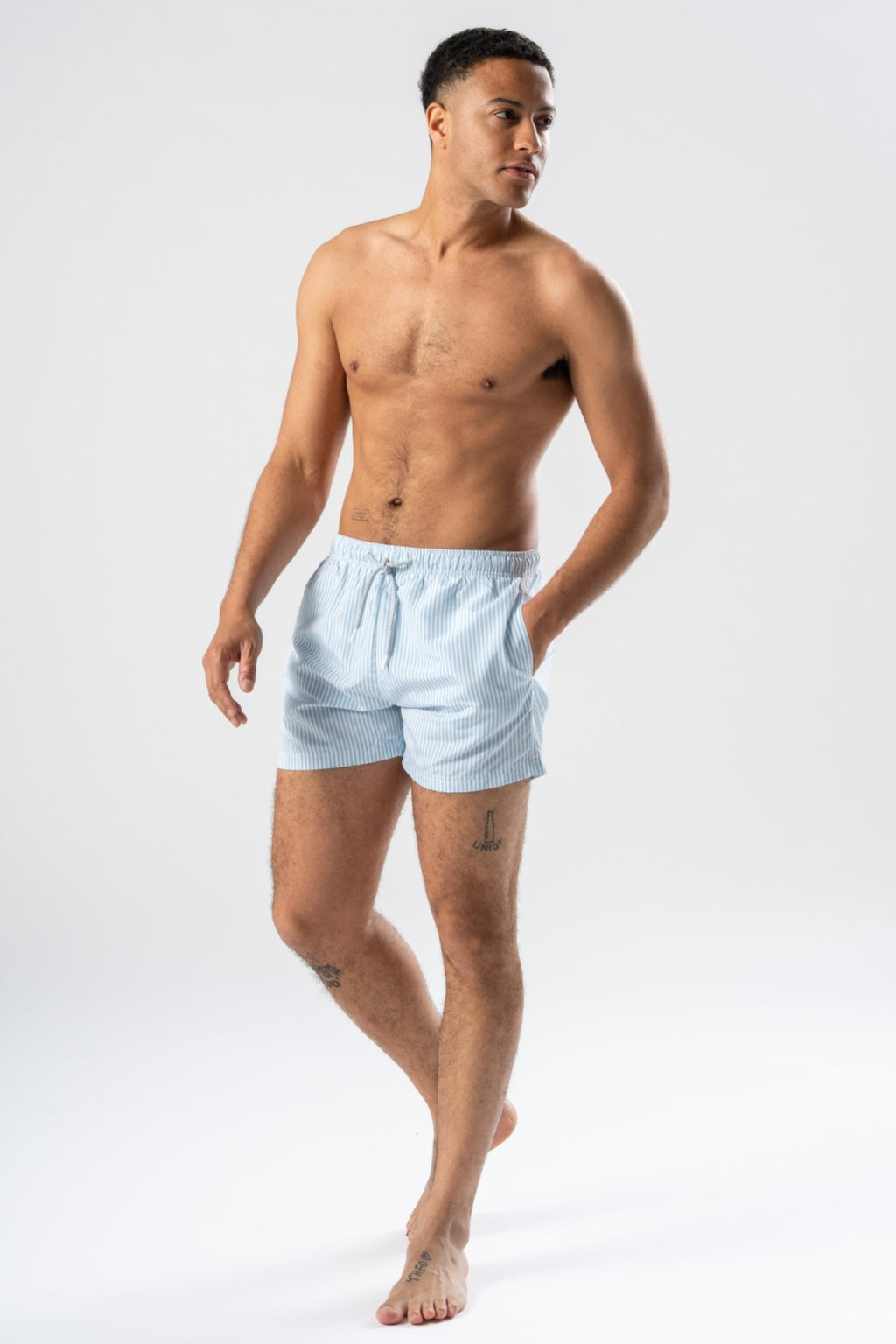 Short de bain - Bleu clair/blanc