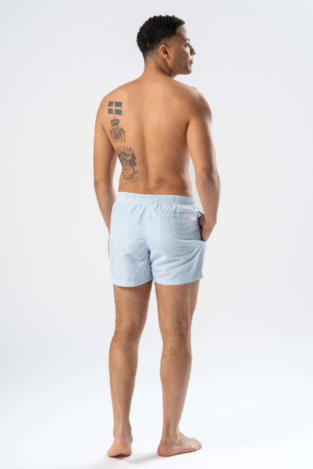 Short de bain - Bleu clair/blanc