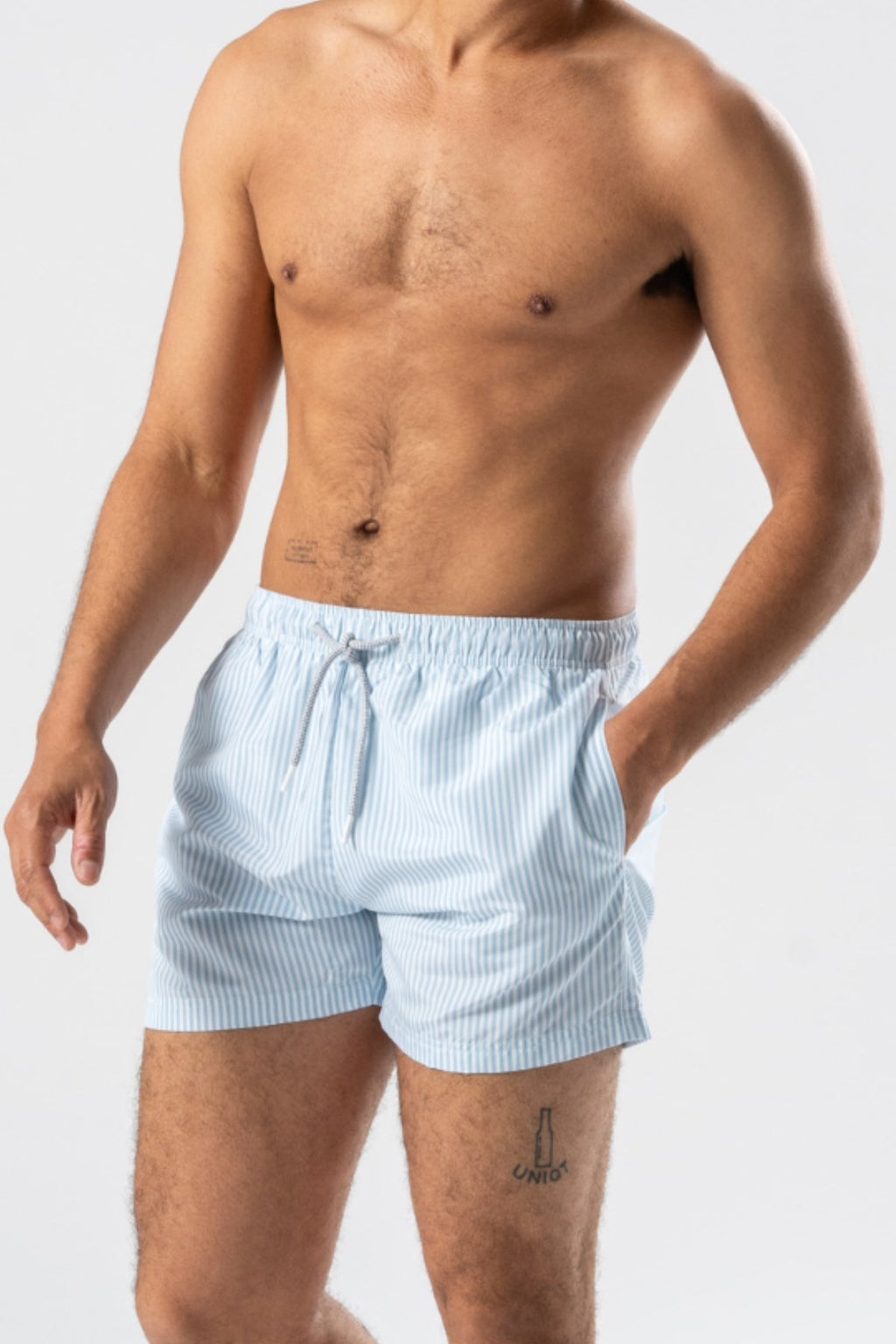 Short de bain - Bleu clair/blanc