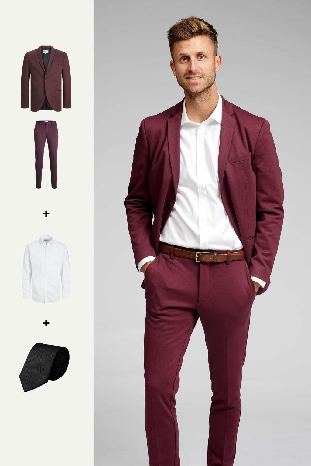 The Original Performance Suit™️ (Bourgogne) + Chemise et cravate - Offre groupée