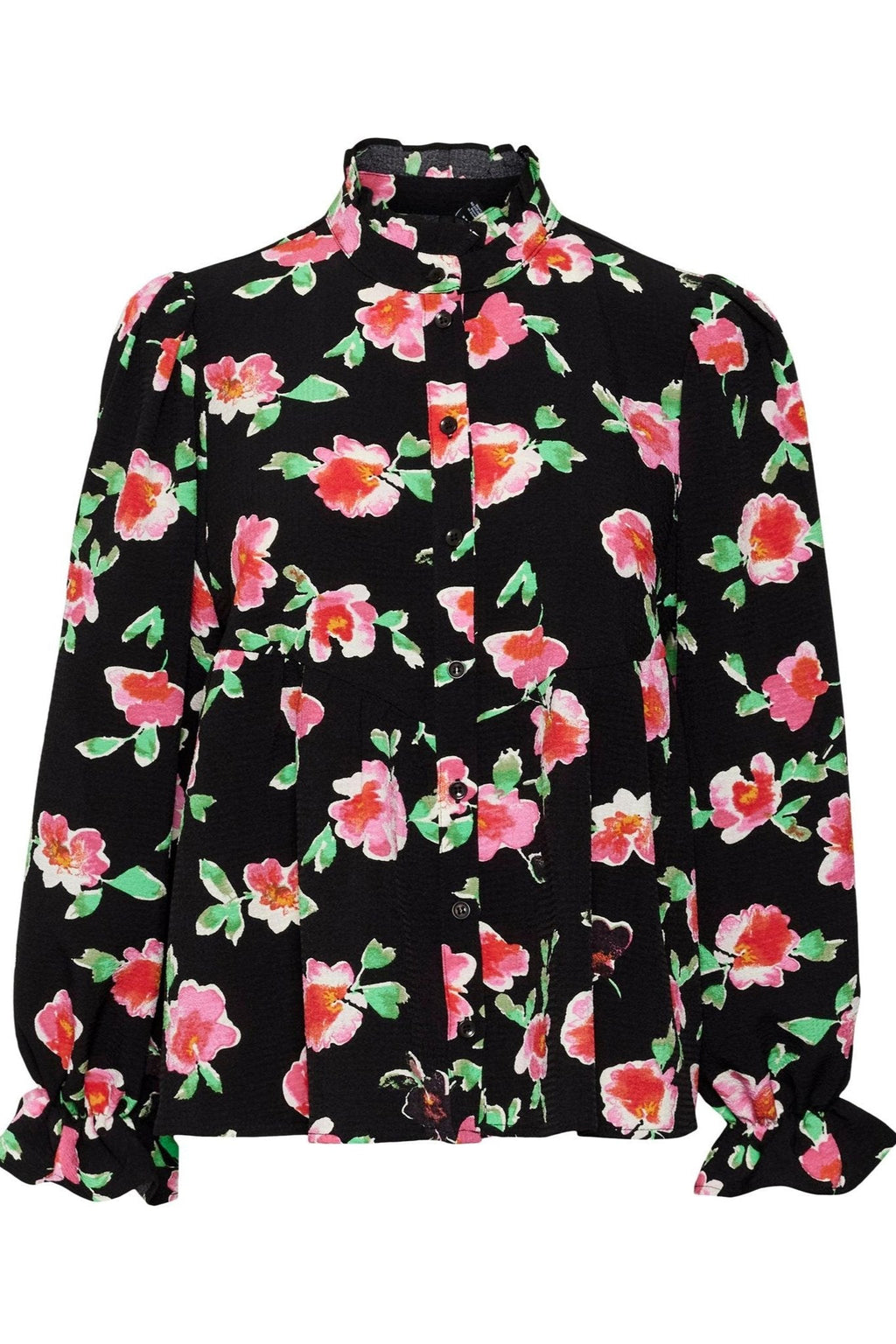 Lia Bluse - Blomstret Sort
